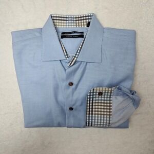 Hammer Made Shirt Mens 17.5 36/37 Blue Slim Fit Dress Long Sleeve Italian Fabric